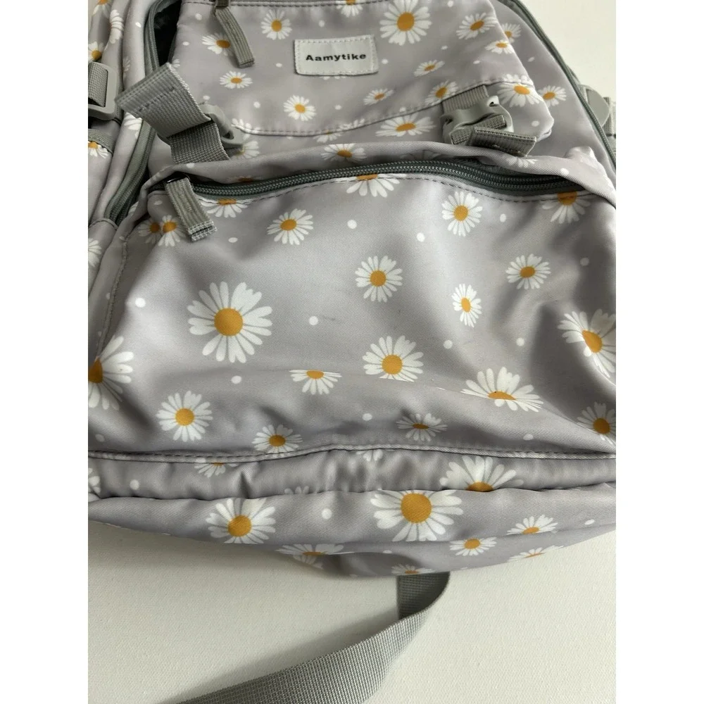 Aamytike Gray Daisy‑Print Backpack